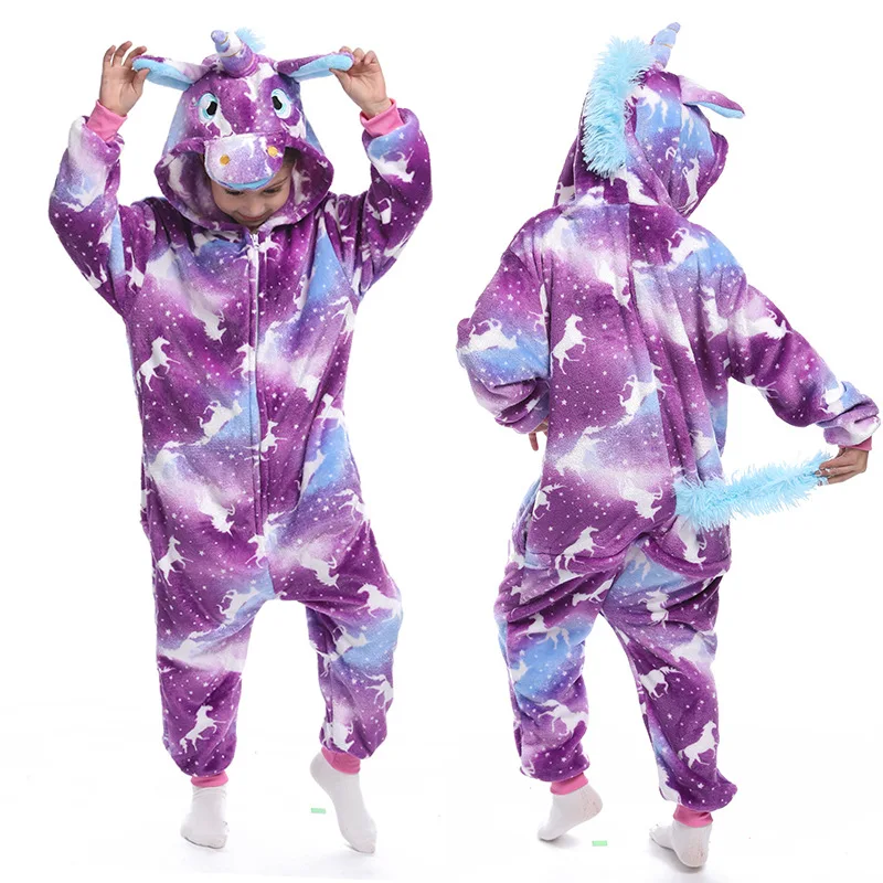 Vaikai kigurumi Flanelė Pižama Gyvūnų Pegasus Vienaragis Pižamos Berniukams, Mergaitėms Žiemos Vaikai Sleepwear Onesie darbo drabužiai