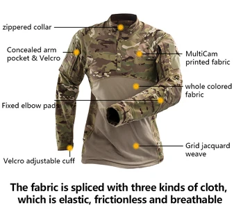 Vyrų 2020 Naujienos Kovoti su Marškiniai Įrodyta, Taktiniai Drabužiai, Karinės Uniformos CP Kamufliažas Airsoft Armijos Kostiumas Kvėpuojantis Darbo Drabužiai