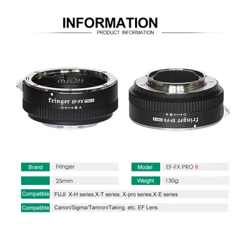 Fringer EF-FX Pro II Auto Focus Lens Mount Adapterį EF Mount Objektyvas su Fujifilm FX Kamera