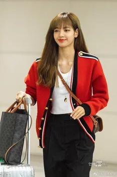 Kpop korėjos Įžymybė red megztinius ilgomis Rankovėmis V-Kaklo, hoodies moterų Streetwear Mados Prarasti Harajuku palaidinės moterų apsiaustai