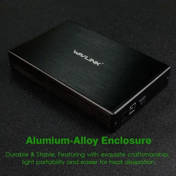 Wavlink Aliuminio 3.5 colio Kietąjį Diską, Talpyklos USB 3.0 prie SATA HDD SSD Atveju/Box UASP Protokolo Iki 10TB Išorės USB3.0 HDD Atveju