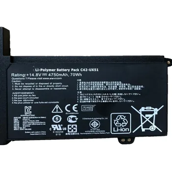 14.8 V 4750mAh/70wh C42-UX51 naujas Originalus C42-UX51 Nešiojamas Baterija ASUS ZenBook U500 U500V U500VZ UX51 UX51V UX51VZ