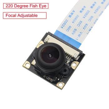 Aviečių Pi 220 Laipsnių Fish Eye Kamera Modulis Židinio Reguliuojamas Objektyvas OV5647 Plataus Kampo Kamera Aviečių Pi 3 Modelis B/B+