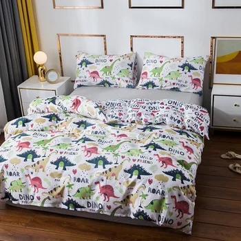 Aggcual Animacinių filmų dinozaurų patalynės komplektas vieną dvigulė lova vaikui spausdinti mielas antklode padengti nustatyti vaikams namų tekstilės Kokybės be10
