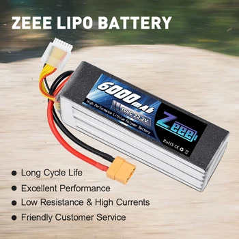 Zeee Lipo Baterija 22.2 V 6000mAh 100C XT90 Plug 6S RC Lipo Baterijos Drone Lenktynių FPV Sraigtasparnis Automobilių Valtis Sunkvežimis