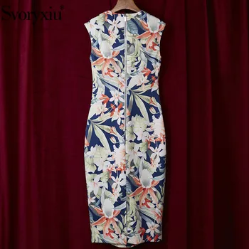 Svoryxiu Dizaineris Vasaros Berankovis Suknelė Moterų Elegantiškas O-Kaklo Gėlių Spausdinti Paketą, Sėdmenų Apvalkalą 