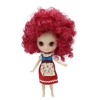 Vidurio Gamyklos Nuogas Blyth Mados Lėlės su Rose Red Afro-Plaukų 20cm LEDINIS 