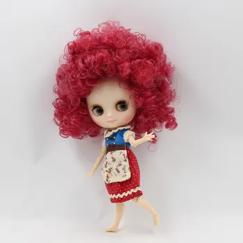 Vidurio Gamyklos Nuogas Blyth Mados Lėlės su Rose Red Afro-Plaukų 20cm LEDINIS 