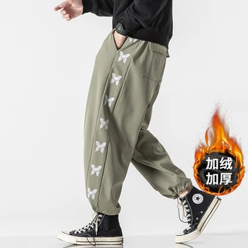 2021 Plius Aksomo Storio Sweatpants Streetwear Žiemą Laikyti Šiltai Hip-Hop Haremo Kelnės, vyriški Atsitiktinis Negabaritinių 5XL Poilsiu Trouers