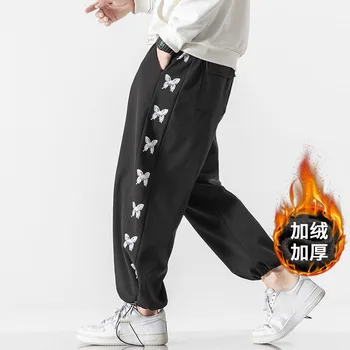 2021 Plius Aksomo Storio Sweatpants Streetwear Žiemą Laikyti Šiltai Hip-Hop Haremo Kelnės, vyriški Atsitiktinis Negabaritinių 5XL Poilsiu Trouers