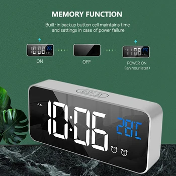 Namų Miegamąjį Kambarį Įkrovimo Naktiniai Muzika Laikrodis LED Veidrodis, Žadintuvas Garso Aktyvuotas Laikrodis