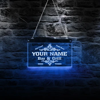 Karšto Maisto Šalto Alaus Asmeninį Baras Grilis LED Neonas Pasirašyti Pasirinktinį Pavadinimą LED Kabo Ženklas Akrilo Lenta Juostoje Namuose Apšvietimo, Sienų Dekoras