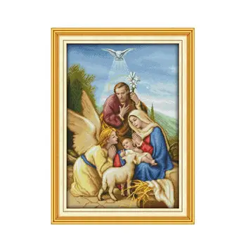 Jėzaus Atėjimas Krikščionių Religinių Simbolių, Rankinis Siuvinėjimas kryželiu Rinkinys Angelas diy11CT 14CT Dekoratyvinis dažymas