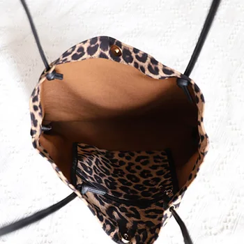 Madinga Leopardas Spausdinti Drobė Maišelis Moterų Pečių Atsitiktinis Nešti Pirkinių Krepšiai Nešiojamų Didelis Nešti 37*39CM