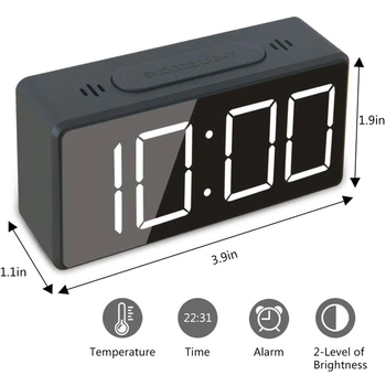Mažas Mini Skaitmeninis Laikrodis-Žadintuvas Kelionės su LED Laiką ar Temperatūros Ekranas, Atidėti, Reguliuojamas Ryškumas, Paprastas valdymas,