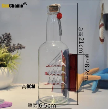 Viduržemio jūros Modelio burlaivio Buteliuose, Nedidelis Sodas Stiklo Figūrėlės Miniatiūros Drift Butelis 