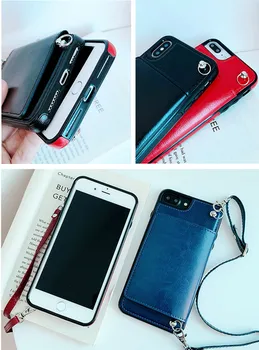Piniginės dirželis atveju iPhone, 12 mini pro 11 XS MAX XR X 7 8 6 6s plius padengti pu odos kortelės peties virvelę telefono krepšys