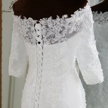 Realios foto Elegantiškas Pusę rankovės undinė vestuvių dress2020 santuokos suknelė chalatas de mariee vestidos de novia sereia vestuvių suknelės