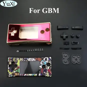 YuXi Metalo Korpusas su Lukštais Atveju Gameboy Micro už GBM Priekiniai Galinį Dangtelį Faceplate Baterijų Laikiklis Su Guma Laidžios Mygtuką