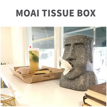 Moai Servetėlių Dėžutė Novatoriškų Velykų Sala Moai Dizaino Audinių Popieriaus Langelį Įdomus H88F