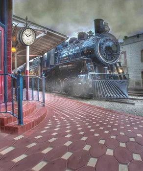Allenjoy nemokamas pristatymas sluoksnių fotografijos studija Senovinių Traukinių stotis miestas dūmų fone profesinės photocall