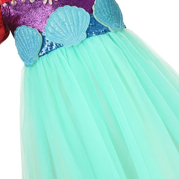 VOGUEON Kūdikių Mergaičių Mažai Mermaid Dress Blizgančiais Lankas-mazgas Pearl Shell Princesė Kostiumas Helovyno Cosplay Išgalvotas Undinė Drabužiai