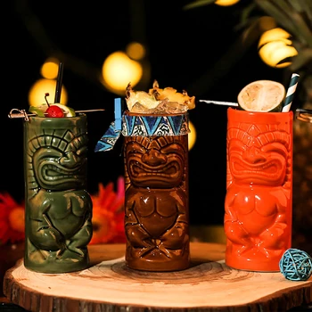 DEOUNY Baras Keramikos Tiki Puodelis Asmenybės Havajai Kokteilis Stiklo Kūrybos Taurės Zombie Vyno taurė Dinkware