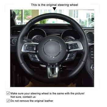 Ranka prisiūta Juoda Suede Raudona Odos Anti-slip Minkštas Automobilio Vairo Dangtelis Ford Mustang-2019 Mustang GT m.