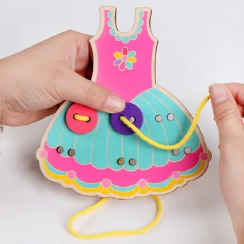 Skristi AC Vaikų smulkiosios motorikos Įgūdžius Žaislas - Ežys & sijonas Siuvimo Mygtukus, tėvų-vaikų žaidimas gyvenimo mokymas pagalbos drabužius mygtuką