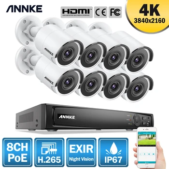 ANNKE 8CH 4K Ultra HD POE Tinklą, Vaizdo Apsaugos Sistemos 8MP H. 265 NVR Su 8PCS 8MP Neperpučiamas IP Kameros VAIZDO Stebėjimo Komplektas