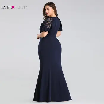 Plus Size Motina Nuotakos Suknelės 2020 Kada nors Gana Elegantiškas Tamsiai Mėlyna Undinė Trumpas Rankovės Nėrinių Vestuvės Svečias Šalis, Chalatai