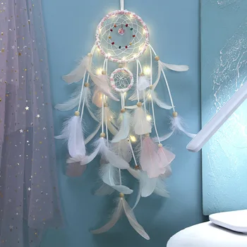 Paveldėtojų Indijos mergina širdyje, dream catcher audiniai namų puošybai LED žibintai, kūrybingi gimtadienio dovana vestuvių dekoravimas