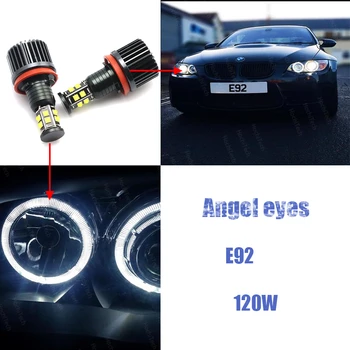 120W 6000K balta H8 LED Angel Eyes Led Gabaritiniai Žibintai BMW 2008-2011 m. 1 Serijos, E81 Sedanas