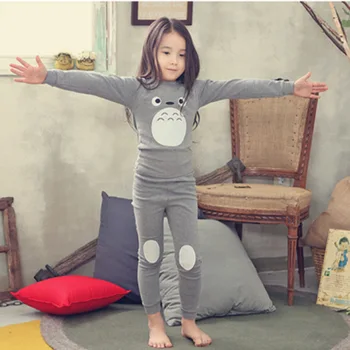 Korėjos Vaikai Totoro Tracksuit Nustatyti Catoon Pižamos Berniukams ir Mergaitėms Medvilnės Šiltas Ruduo Bamblys Apatiniai Drabužiai Rinkinys