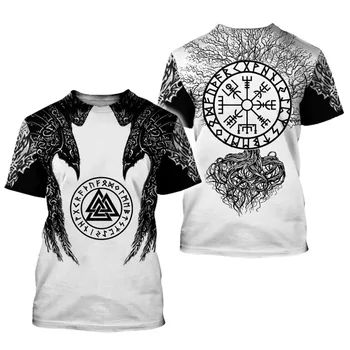 Prekės ženklo drabužių Viking Tatuiruotė modelio Spausdinimo 3D marškinėliai Vyrams marškinėlius Vasaros Juokingi Marškinėliai trumpomis Rankovėmis O-kaklo Viršūnes Lašas Laivybos