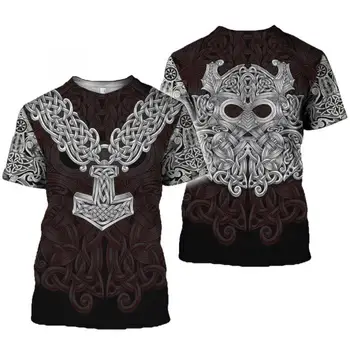 Prekės ženklo drabužių Viking Tatuiruotė modelio Spausdinimo 3D marškinėliai Vyrams marškinėlius Vasaros Juokingi Marškinėliai trumpomis Rankovėmis O-kaklo Viršūnes Lašas Laivybos