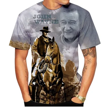 2020 Naujas Mados Vyrai/Moterys John Wayne 3D Atspausdintas Laisvalaikio T-shirt Juoda, O-kaklo Patogiai Hip-Hop ' o Drabužių Vyrams, Dydis XS-5XL