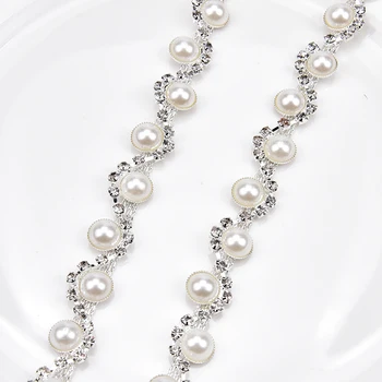 Nemokamai siuntą,mados apykaklės, dekoratyvinis siūti abs perlų ir kalnų krištolas apdaila,1yards/daug,width1.1cm,avalynė/suknelė apdailos grandinės