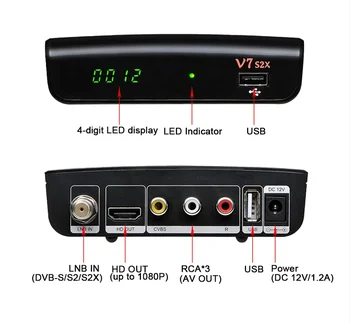 NAUJAS GTMEDIA V7 S2X Receptorių GTMEDIA V7S palydovinis HD 1080P imtuvas +USB antena DVB-S2 TV Box atnaujinti freesat hd v7