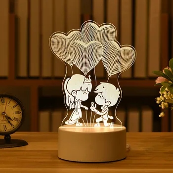 Meilė 3D Šviesos Akrilo LED Nakties Šviesos Valentino Diena Dovana Vestuvių Dekoravimas Mielas Mažai Stalo Lempa Lokys Dovanų Velykų Apdaila