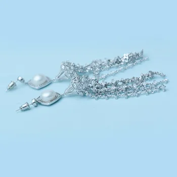 10-10.5 mm Natūralių Gėlavandenių Perlų AAA Kubinis Cirkonis Ilgai Kutas Auskarai Moterims 