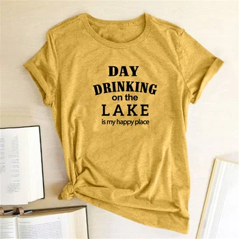 Dieną Gerti Ežero Yra Mano Laimingas Vieta Laišką, Print T-marškinėliai Moterims Atsitiktinis Marškinėliai Moteris 