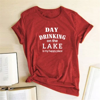 Dieną Gerti Ežero Yra Mano Laimingas Vieta Laišką, Print T-marškinėliai Moterims Atsitiktinis Marškinėliai Moteris 