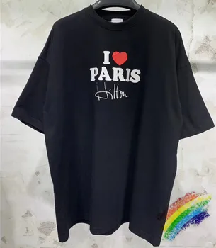 2020SS VETEMENTS Tee I LOVE PARIS Parašas Stilius Vetements T-shirt Žymeklį Atgal Siuvinėjimas Vetements Vyrų, Moterų, Top, Topai