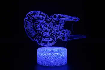 3D Iliuzija LED naktinė lempa Miega Modelyje Star Wars Erdvėlaivis Akrilo Smart 7 Spalvų Veiksmo ir Žaislas, paveikslų, schemų, Skirtų Vaikas Dovana