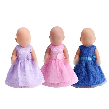 43 cm kūdikių lėlės suknelė naujagimių Princesė šalies nėrinių vakare gown Kūdikių žaislai, drabužiai tinka American 18 colių Mergaičių lėlės f130