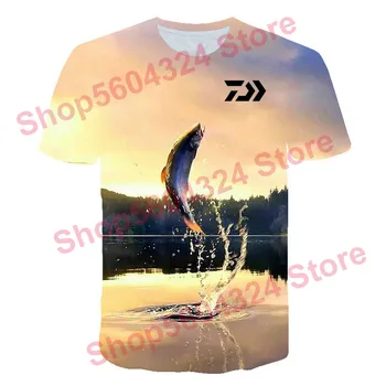 DAIWA Marškinėliai Vasarą Vyras Trumpas Rankovės Žvejybos Apranga Lauko Sporto Kvėpuojantis Drabužius Vyrų Paplūdimio Atspausdintas T-shirt Viršuje DAIWA