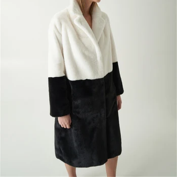 Žiemos Striukės, Paltai Moterims Dirbtiniais Kailiais Derliaus 2020 Elegantiškas Atsitiktinis Kratinys Ilgi Paltai Moterų Šiltas Storas Ėriukų Pliušinis Outwear