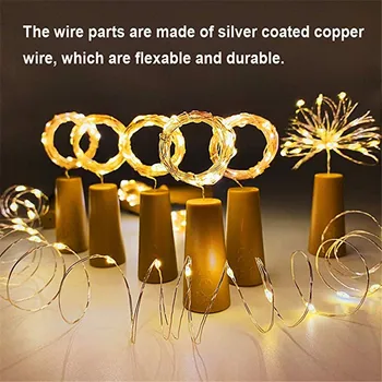 50pcs LED String Žibintai 2m 20 led Baterija Girliandą Vyno Butelis Žibintai su Kamštienos Stiklo Amatų Vestuvių Kalėdų Gruodis