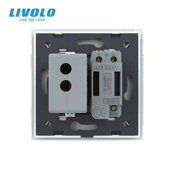 Livolo ES Standartas 1Gang Sienos Touch Mygtukas Jungiklis su USB 2.1 kištuko lizdas,touch kontrolės, telefono nemokamai, 4 spalvų variantai